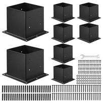 4x4 anglinio plieno stulpų laikikliai, 8 vnt., juodi, 92x92 mm