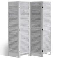 Vevor medinė kambario pertvara, 4 panelių, šviesiai pilka, 170 cm aukščio