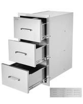 Lauko virtuvės nerūdijančio plieno stalčiai, 18,5x22,5x22,5 cm, trijų dalių