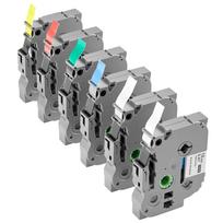 Spalvotos etikečių spausdintuvo juostos, 12 mm, 6 vnt., suderinamos su brother p-touch