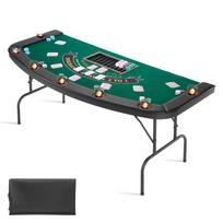 Sulankstomas pokerio žaidimų stalas, 7 žaidėjams, 183 cm, su paminkštintais turėklais ir puodelių laikikliais