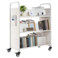 Vežimėlis bibliotekai su knygomis, 150 kg, baltas, 97x51,5x122,5 cm