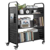 Bibliotekos vežimėlis su knygomis, 150 kg, juodas, 97x51,5x122,5 cm