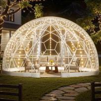Kupolinė iglu palapinė 4,5x2,7 m, skaidri, PVC, lauko naudojimui