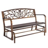 Lauko suoliukas 127 cm, anglinio plieno rėmas, ketaus atlošas, antikvarinė bronza