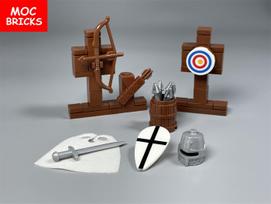 MOC Bricks Spartan Warrior Roman Middle Age Castle Knight Action Figures Arrow Learning-Focused Building Blocks Attachments Kids Playthings brown