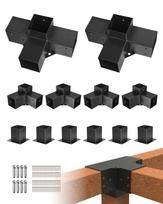 Pergolės laikikliai 92x92 mm medinėms sijoms, 6 stulpų pagrindai, 4 ir 3 krypčių (6 vnt.)