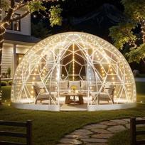 Sodo kupolinis iglu su langu, 3,6x2,2 m, PVC palapinė 4–7 asm.