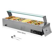 Komercinis elektrinis nerūdijančio plieno maisto garinimo šildytuvas, 1500 W, 6 x 1/3 dydžio puodai