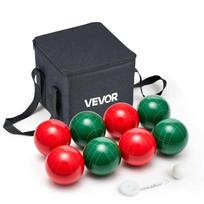 Bocce žaidimo rinkinys, 8 dervos kamuoliukai 107 mm, raudoni ir žali, nešiojimo krepšys, matavimo virvė