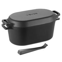 Emaliuotas ketaus puodas su dangčiu, 3,3 L, juodas, indukcinis cookware