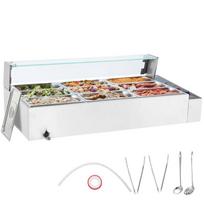Komercinis elektrinis maisto šildytuvas, 1500 W, nerūdijančio plieno, su stiklu, 9 indų