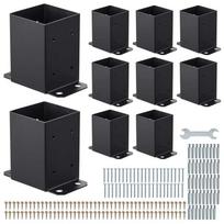 4x4 anglinio plieno stulpų laikikliai, juodi, 10 vnt., 91x91 mm