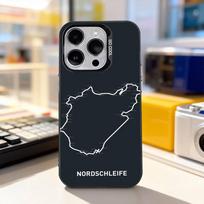 Nurburgring Sportinis Automobilis Šaunus Telefono dėklas iPhone 17,16,15,14,13,12,11,Pro,XS,Max,Plus,Mini,SE4,E Juodas Matinis Atsparus Smūgiams Dangtelis iPhone17promax gray