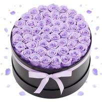 Amžinos gėlės – 50 konservuotų rožių dėžutėje, violetinė