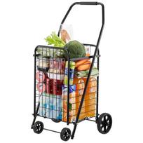 Sulankstomas pirkinių vežimėlis su pasukamais ratukais, juodas, 40,8 kg