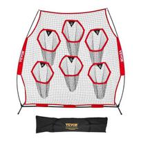 Futbolo metimo treniruoklio tinklas su 6 taikiniais, 2438x2438 mm, raudonas