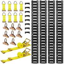 E-track tvirtinimo bėgeliai, 2,3 m, rinkinys 26 vnt. su diržais ir žiedais