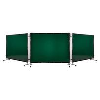 Suvirinimo ekranas su rėmu, 3 panelių, tamsiai žalias, 1,74x2,34 m, vinilo, ratukai