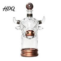 Decorative Spirit Carafe for Farmhouse Decor Highland Cow Whiskey Decanter, Unique Head Glass Liquor Bottle Style Display Home Bar, 350ml Rustic