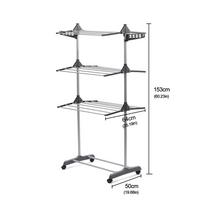 3 Tier Foldable Clothes Drying Rack Hanging Drying Folding Storage Organizer Clothes Airer Horse Stainless Laundry Rack gray