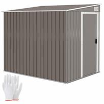 Metalinis įrangos namelis 2,81 m² 154x206,5x181 cm Įrankių stoginė su vienšlaičiu stogu Pamatai 154 x 206.5 x 181 cm šviesiai pilka spalva