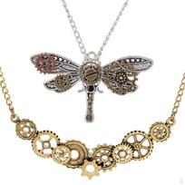 2 vnt. Senovinis Steampunk Dragono Rinkinys Dantračiai Pakabukas Biker Gotikinė Grandinėlė Mechaninis gray
