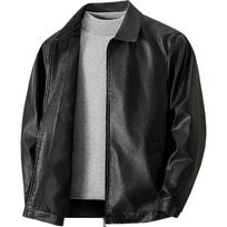 Retro skalbta vyriška odinė striukė, vėjui atsparus motociklininko kostiumas rudeniui ir žiemai, vyriškas paltas 3XL juoda