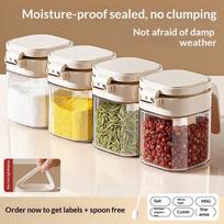 Moisture-Proof Spice Jar Set with Individual Spoon Sealed Seasoning Container Box for Home Kitchen Salt Pepper Storage ONE SIZE