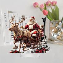 Kalėdų Senelio Elnias Rogės Stalo Dekoracija Su Pagrindu 2D Akrilo Kalėdiniai Papuošalai 2025 Kalėdos Navidad Party Supplies raudona