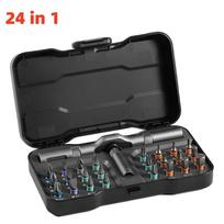 24-66 in 1 Magnetic Screwdriver Set DIY Ratchet Screwdriver Set Multi Bit Drive Set with Detachable Ratchet Handle for Compute black
