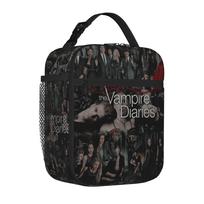 Lunch Boxes The Vampire Diaries Collage TV Series Lunch Container Harajuku Cooler Thermal Lunch Box For Work One Size gray