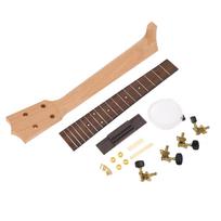 Ukulele Neck Kit Ukulele Neck Rosewood Fingerboard String Knob and Bridge Set for Handcraft beige