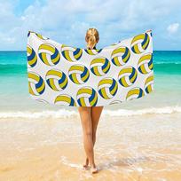 Sports Volleyball Beach Towel, Quick Dry Lightweight Absorbent Microfiber for Swimming Camping Vacation Travel Gift 130x80cm yellow