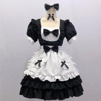 Moonlight Ying Black Maid Dress Gothic Dress Female Cosplay Dance Dress XS black