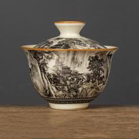 170ML Ru Kiln Landscape Porcelain Gaiwan Set For Tea Tureen Teaware Cup Chinese Yellow Ceramic Opening Tea Bowls Tea Ceremony beige