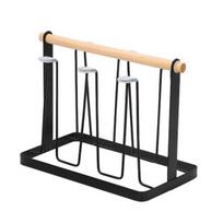 Iron Cup Drying Rack with Wood Handle & Drip Tray Baby Bottle Dryer Holder A juoda