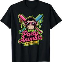 Party Animals Baseball Funny Monkey Vibrant Slime T-Shirt L black