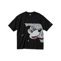 UNIQLO Keith Haring Collaboration Cartoon Letter Print Loose Fit Round Neck Short Sleeve T-Shirt Unisex Tops Black 461336-09 XL orange