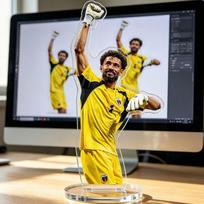1PC Cape Verde goalkeeper Vozinia World Cup football acrylic standing brand humanoid table ornament 15cm yellow