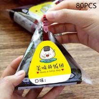 80 vnt. Triukampio ryžių kamuoliuko pakavimo maišelio lipdukai Nori jūržolės Onigiri sušių maišelio lipdukai Sušių gaminimo formos įrankiai Bento priedai one size yellow