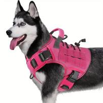 Reguliuojama taktinė šunų pakinktų sistema be traukimo su rankena Atspindintis karinis liemenė dideliems šunims Labradorui (Rose Red,S) rožinė raudona spalva