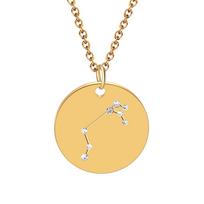 Creative 12 Constellation Tag Jewelry Fashion Diamond-Encrusted Titanium Steel Necklace Jewelry beige