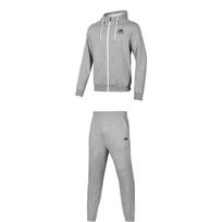 Skechers Basic Sports Series Full Zip Fleece Thick Hooded Knit Sweatshirt Comfortable Bottoms Casual Sports Suit Men sweatsuit P424M138-004F S gray