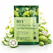 BSY Noni Juodų Plaukų Magija 3 IN 1 Natūrali 5 Min. Plaukų Dažymo Šampūnas Juoda | Be Amoniako Ilgalaikiai Plaukų Dažai_Noni Vaisių Ekstraktas Nesukelia Plaukų Slinkimo Pilkiems beige