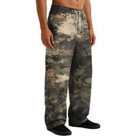 Men's Casual Stretch Waist Drawstring Straight-Leg Pants L gray