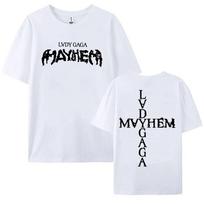 Lady Gaga Mayhem Album 2026 Tshirts New Fashion Singer Printing T-shirt Cotton Soft Short Sleeve Oversized Tee-shirt Unisex Streetwear Tee S black