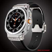 Luxury Silicone Band for Samsung Galaxy Watch Ultra 47mm Metal Watch Buckle for Galaxy Ultra 47MM No Gaps Curved End Bracelet Galaxy Watch 7 Ultra