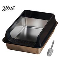 Non Deformable Metal Litter Tray Cat Box  Stainless Steel Kitty Box with High Sides  Anti-Leakage Sided Toilet Splash Guard Design  Scoop Included Middle juoda
