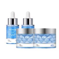 P.CALM PDRN Caffeine Blue Capsule Serum & Cream 4-pc Set (Serum 30ml x 2 + Cream 50ml x 2), Revitalizing & Volumizing Skincare Kit gray